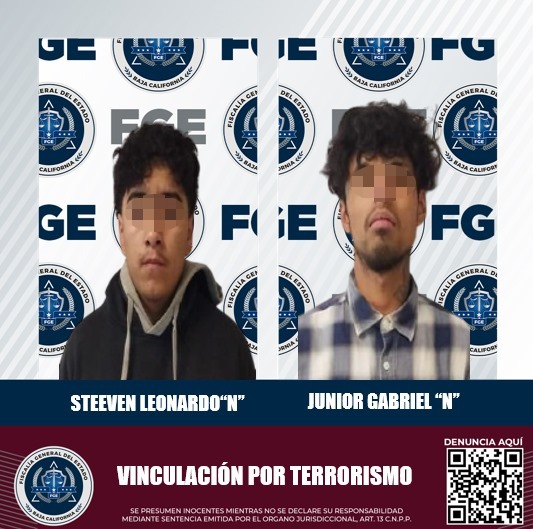 VINCULACIÓN A PROCESO A DOS MASCULINOS POR TERRORISMO EN TECATE