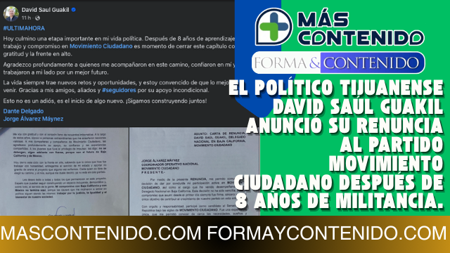 SAÚL GUAKIL RENUNCIA A MOVIMIENTO CIUDADANO DESPUÉS DE 8 AÑOS